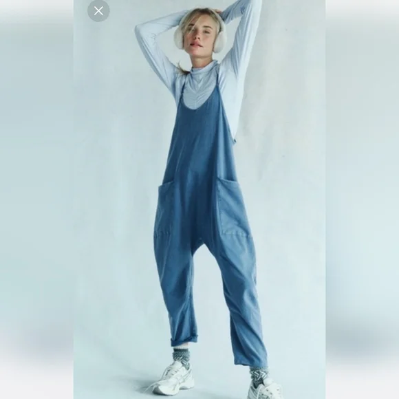 Free People Hot Shot Onesie Skyline Blue Medium - Picture 1 of 7